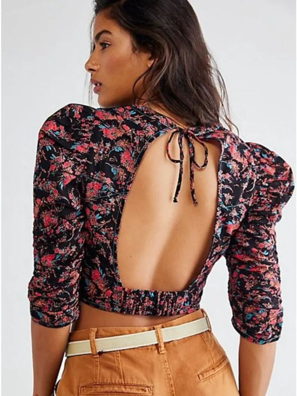 NWT Free People Monica Floral Cropped Top-sz Medium